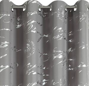 EUROFIRANY záclona so striebornou potlačou 140 cm x 250 cm sivá 100 % polyester
