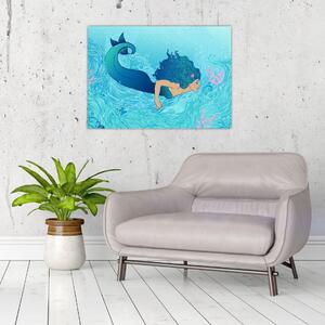 Sklenený obraz - Morská panna (70x50 cm)