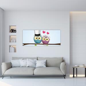 Obraz - Zamilované sovičky (120x50 cm)