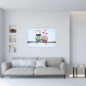 Obraz - Zamilované sovičky (90x60 cm)
