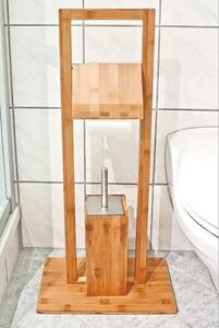 Bambusový kúpeľňový stojan na toaletný papier a kefu Bamboo 381757