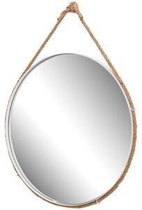Okrúhle zrkadlo na popruhu Loft 60 cm biele