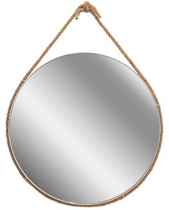 Okrúhle zrkadlo na popruhu Loft 60 cm biele