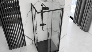 Rea Punto, sprchovací kút 80x80cm + čierna sprchová vanička Savoy, KPL-K1013