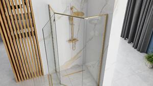 Rea Diamond, sprchovací kút 90x90 cm + čierna sprchová vanička, zlatá lesklá, KPL-14904