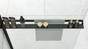 Rea Bler 1, sprchová zástena typu Walk-In 100x195 cm, 8mm číre sklo, čierny profil + polica a vešiak na uteráky EVO, KPL-K7955