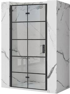 Rea Molier, skladacie sprchové dvere 80x190cm do otvoru, 6mm číre sklo, čierny profil, KPL-K9537