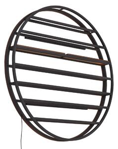 Moderná nástenná lampa čierna s okrúhlym drevom vrátane LED - Wine Rack