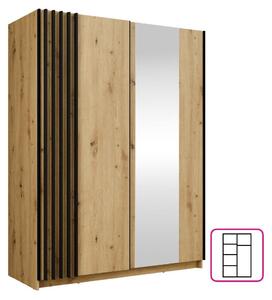 Kondela Šatníková skriňa s posuvnými dverami Bajadero Typ 1 2D-150 - dub artisan / čierna