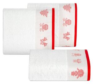 Eurofirany Vianočné uteráky, osušky Noel, bielo červené biela Bavlna 70x140 cm
