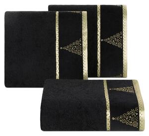 Eurofirany Vianočné uteráky, osušky Zlatý stromček, čierno zlaté čierna Bavlna 50x90 cm