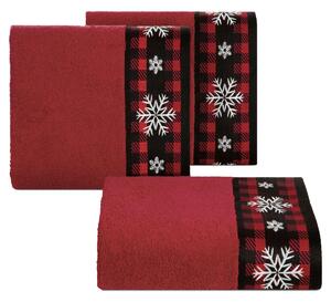 Eurofirany Vianočné uteráky, osušky, červeno čierne so škandinávskym motívom červená Bavlna 50x90 cm