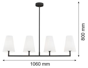 Argon 1831 - Luster na tyči SAFIANO 4xE27/15W/230V čierna