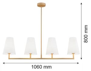 Argon 1828 - Luster na tyči SAFIANO 4xE27/15W/230V zlatá