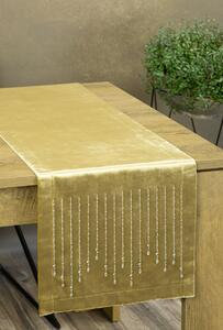Dekorstudio Behúň na stôl ROYAL 3 z lesklého zamatu s kamienkami v zlatej farbe Rozmer behúňa (šírka x dĺžka): 35x180cm