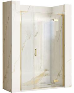 Rea Hugo, 1-krídlové výklopné sprchové dvere 80x200 cm + sprchová zástena 30x200 cm, zlatá matná, KPL-45203