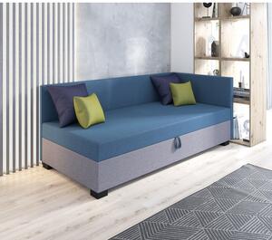 Jednolôžková posteľ 90x195 BETY PLUS 1 s vankúšmi - modrá / šedá