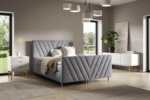 Kontinentálna posteľ 200x200 ANAMARI PLUS - šedá + topper ZDARMA
