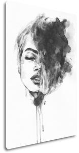 Impresi Obraz Maľovaný portrét ženy čiernobiely - 40 x 60 cm