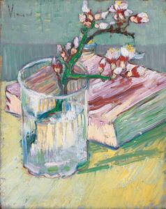 Obrazová reprodukcia Flowering almond branch in a glass with a book, 1888, Gogh, Vincent van