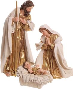 Krémovo zlatá vianočná dekorácia Svätá rodina 30cm