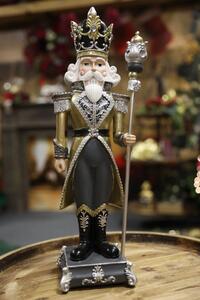 Sivo zlatá vianočná figúrka Luskáčik 46cm