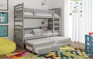 Detská poschodová posteľ pre troch KALA 2 - 75x180, šedá