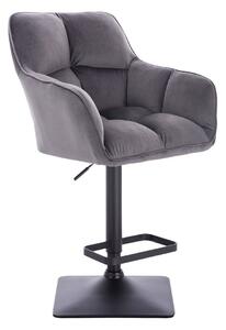 LuxuryForm Barová stolička AMALFI VELUR na čiernej hranatej podstave - tmavo šedá