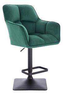 LuxuryForm Barová stolička AMALFI VELUR na čiernej hranatej podstave - zelená