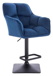LuxuryForm Barová stolička AMALFI VELUR na čiernej hranatej podstave - modrá