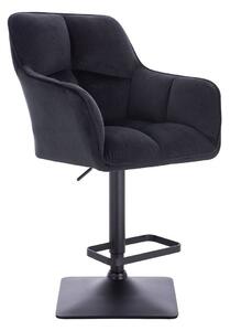 LuxuryForm Barová stolička AMALFI VELUR na čiernej hranatej podstave - čierna