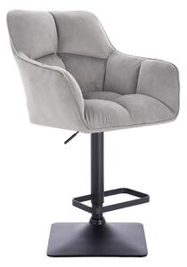 LuxuryForm Barová stolička AMALFI VELUR na čiernej hranatej podstave - svetlo šedá