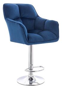 LuxuryForm Barová stolička AMALFI VELUR na striebornom tanieri - modrá