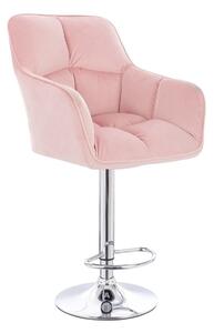 LuxuryForm Barová stolička AMALFI VELUR na striebornom tanieri - ružová