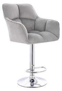 LuxuryForm Barová stolička AMALFI VELUR na striebornom tanieri - svetlo šedá