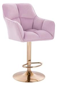 LuxuryForm Barová stolička AMALFI VELUR na zlatom tanieri - levanduľa