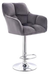 LuxuryForm Barová stolička AMALFI VELUR na striebornom tanieri - tmavo šedá