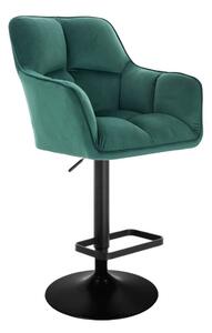 LuxuryForm Barová stolička AMALFI VELUR na čiernom tanieri - zelená