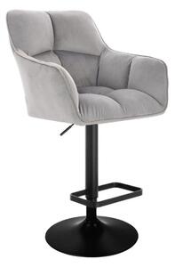 LuxuryForm Barová stolička AMALFI VELUR na čiernom tanieri - svetlo šedá