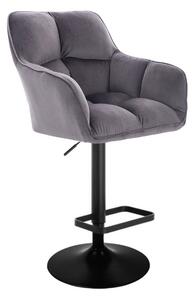 LuxuryForm Barová stolička AMALFI VELUR na čiernom tanieri - tmavo šedá