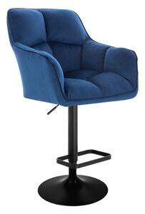 LuxuryForm Barová stolička AMALFI VELUR na čiernom tanieri - modrá