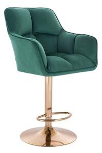 LuxuryForm Barová stolička AMALFI VELUR na zlatom tanieri - zelená