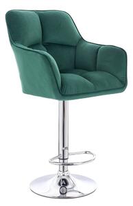 LuxuryForm Barová stolička AMALFI VELUR na striebornom tanieri - zelená