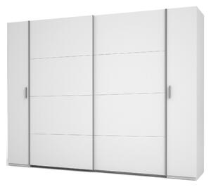 Veľká šatníková skriňa 270 cm GIRADOT - biela / strieborné úchyty