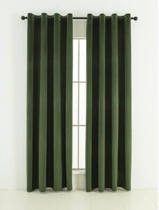 Zamatové zatemňovacie závesy Cesar tmavo zelené- 140 x 160 cm (2ks) - krúžky