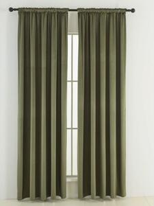 Zamatové zatemňovacie závesy Cesar olivové - 140 x 160 cm (2ks) - riasiaca stuha