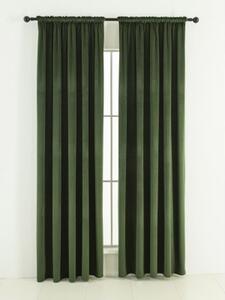 Zamatové zatemňovacie závesy Cesar tmavo zelené - 140 x 160 cm (2ks) - riasiaca stuha