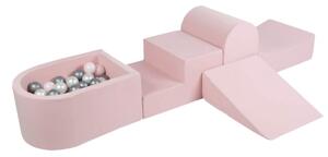 MiSiOO Detské MINI hracie penové ihrisko so suchým bazénom a loptičkami (100ks)- ružové