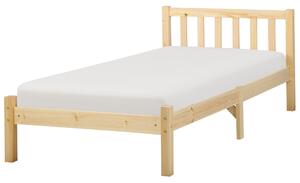 Posteľ svetlohnedá borovicové drevo 90 x 200 cm s lamelovým roštom škandinávsky moderný štýl spálňa detská izba