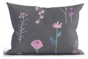 Bavlnená obliečka na vankúš Renforcé 50 × 70 cm - Vlčie maky tmavo šedé